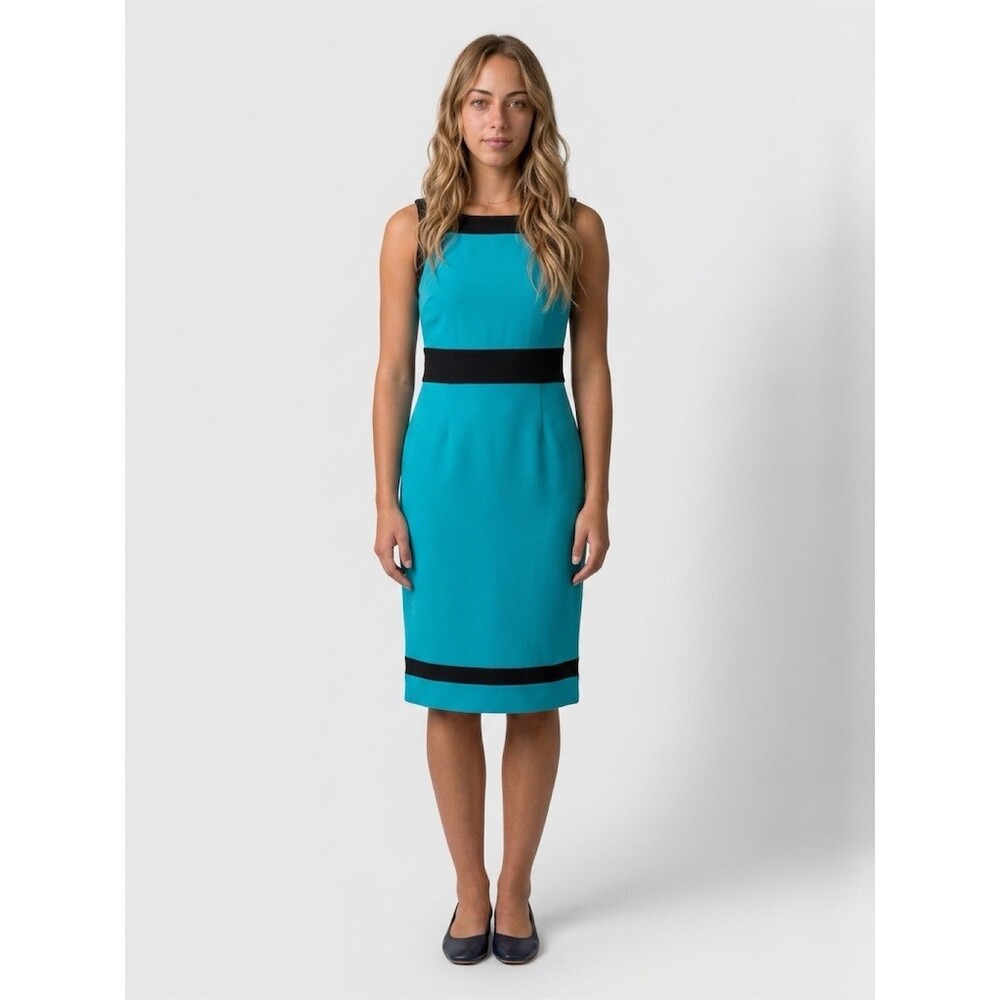 Nicole by Nicole Miller Dress Womens Size M Teal Black Colorblock Sheath